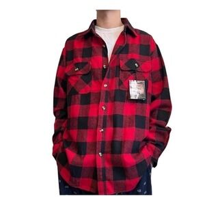 NWT Vintage Deadstock Guide's Choice Red Black 8oz Cotton Buffalo Plaid Shirt LT